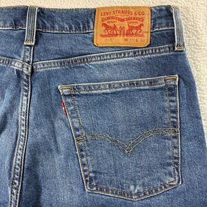 Levis 513 Slim Straight Jeans Men 31x30 Blue Casual Fade Whiskered Stretch Denim